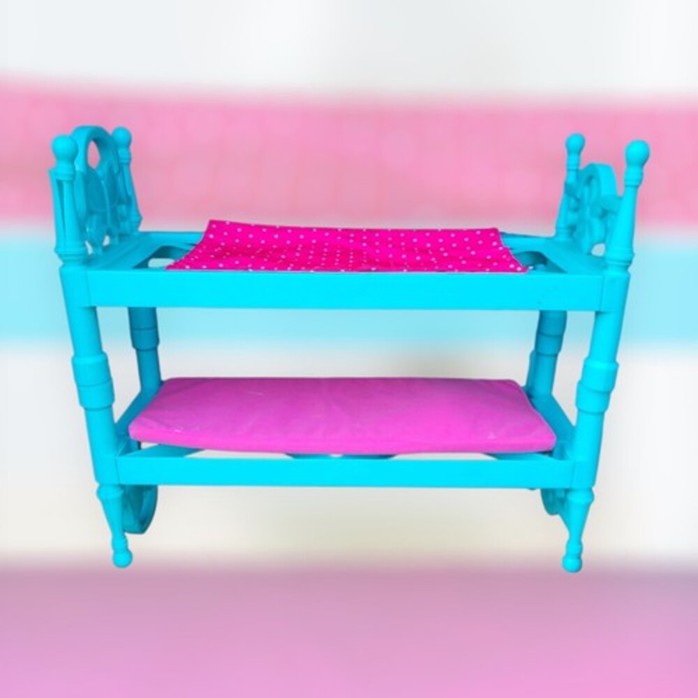My Life  2 doll stackable beds blue butterfly headboard &  Wardrobe For 18' Doll
